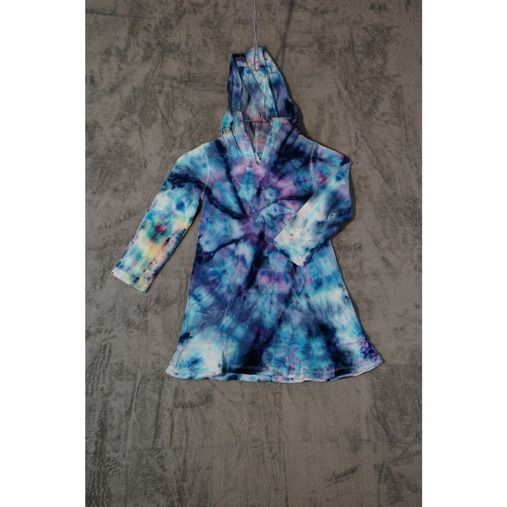 Circo Women's 4T Tie Dye Hooded Cotton Top Long Sleeve‎ Blue Purple